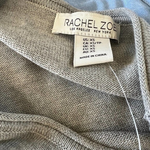 Rachel Zoe Gray Cashmere Blend Sweater BLESSED Pullover Crew Neck size XS - Picture 3 of 10
